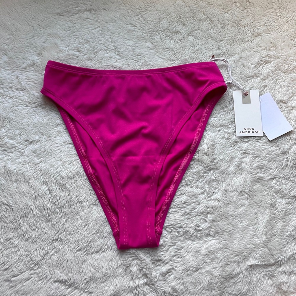 Good‎ American Ballerina Pink High Waisted Bikini Bottom GSW1086 Small Hot Pink